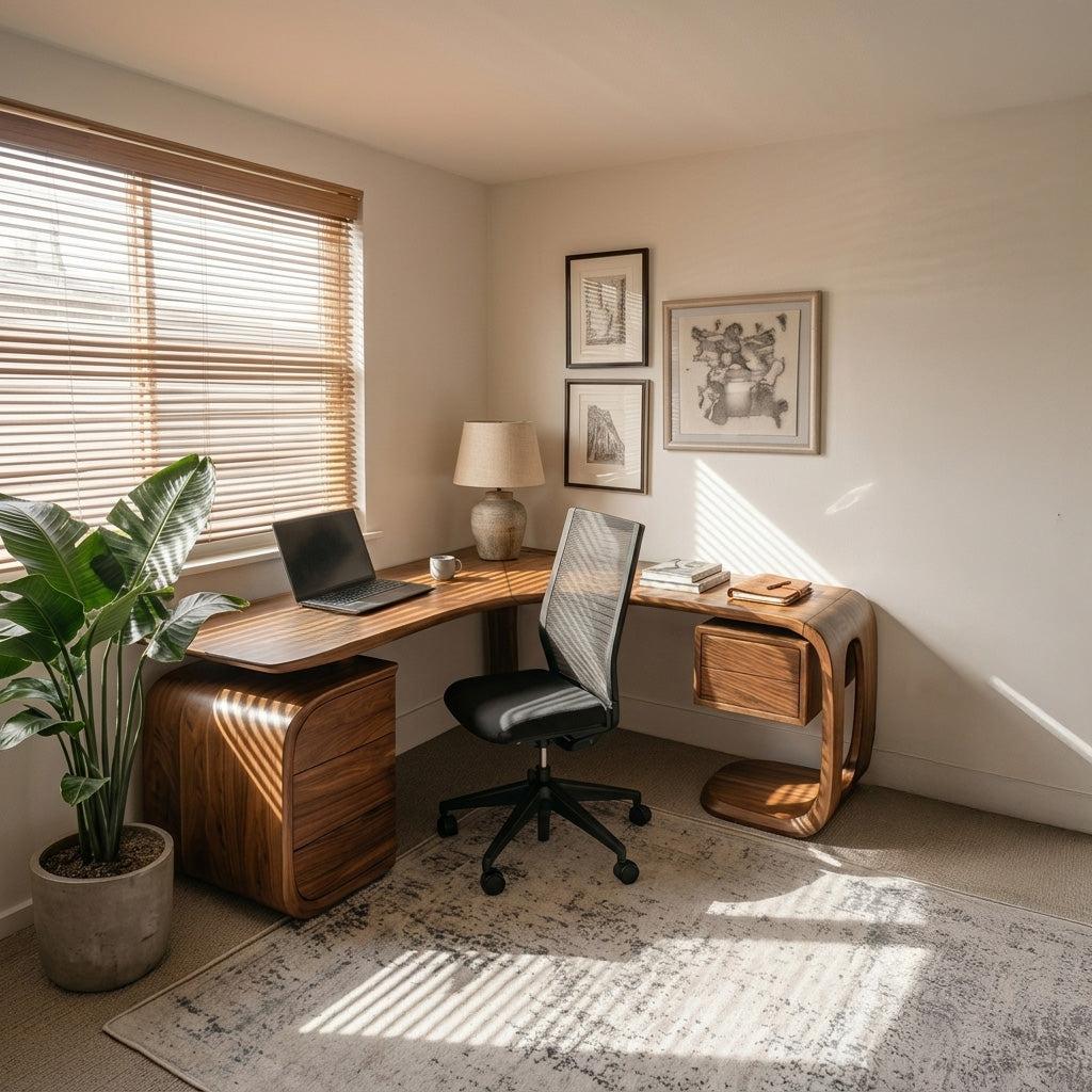 Mid Century L-Shaped Desk For Workspace Or Office