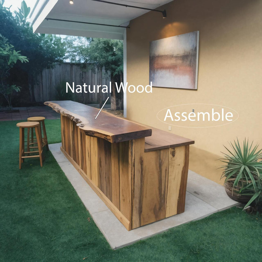 Rustic Live Edge Outdoor Bar Table For Backyard Or Patio