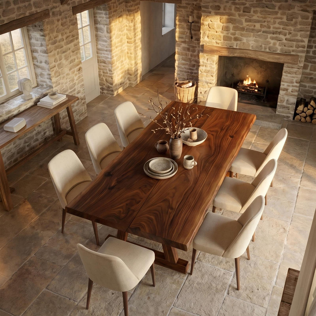 Spry Interior Contemporary Solid Wood Dining Table with Rounded Edge, Modern Kitchen Room Dinner Table, SINLSADT190