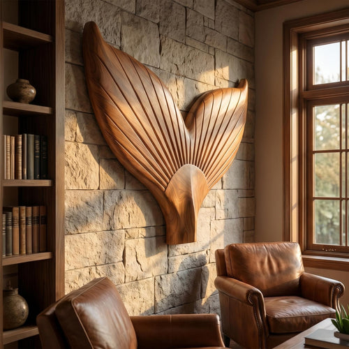 Angel Wings Wooden Wall Sculpture, Hand-Carved Distressed Wood Art Decor for Living Room & Entryway