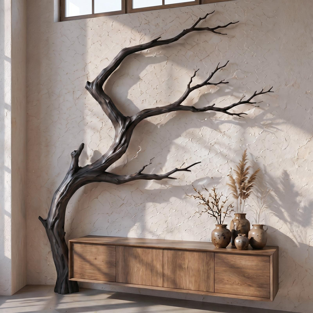 Spry Interior Organic Wood Wall Decor, Sculptural Tree Branch Form Hanging Nature Art for Living Room, SINLSAWD132