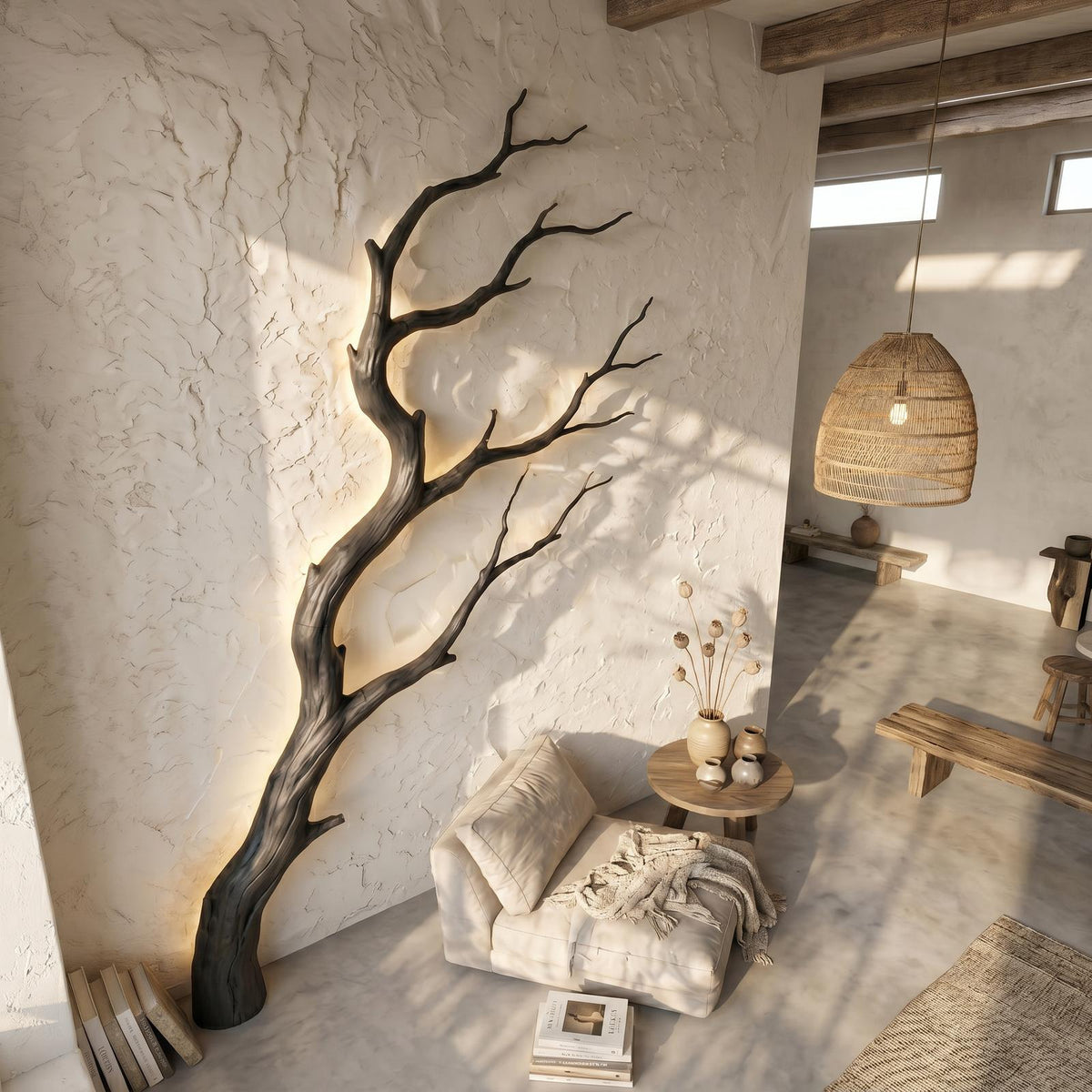 Spry Interior Organic Modern Wood Wall Decor, Sculptural Tree Branch Art for Entryway & Foyer, SINLSAWD128