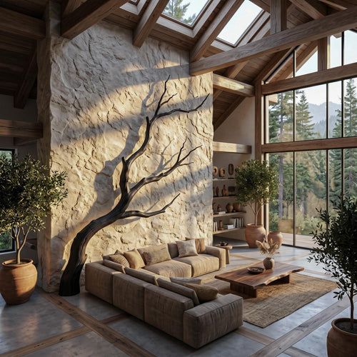 Artisan Wood Wall Decor, Handcrafted Tree Branch Sculpture & 3D Hanging Art for Living Room