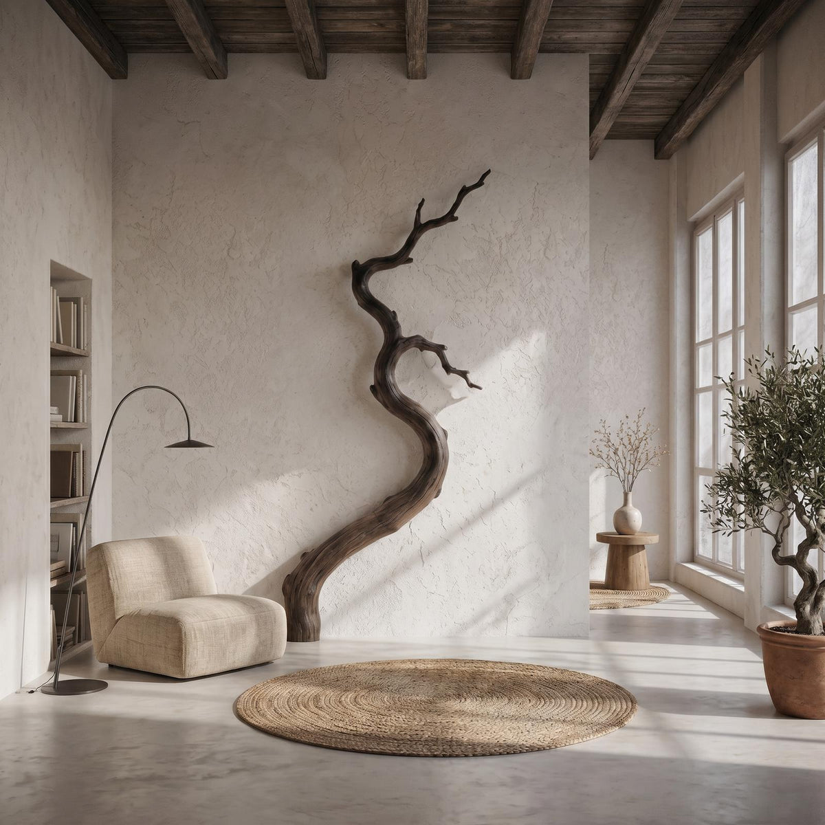 Spry Interior Nature Inspired Wood Wall Decor, Sculptural Tree Branch Form Art for Entryway & Living Room, SINLSAWD120