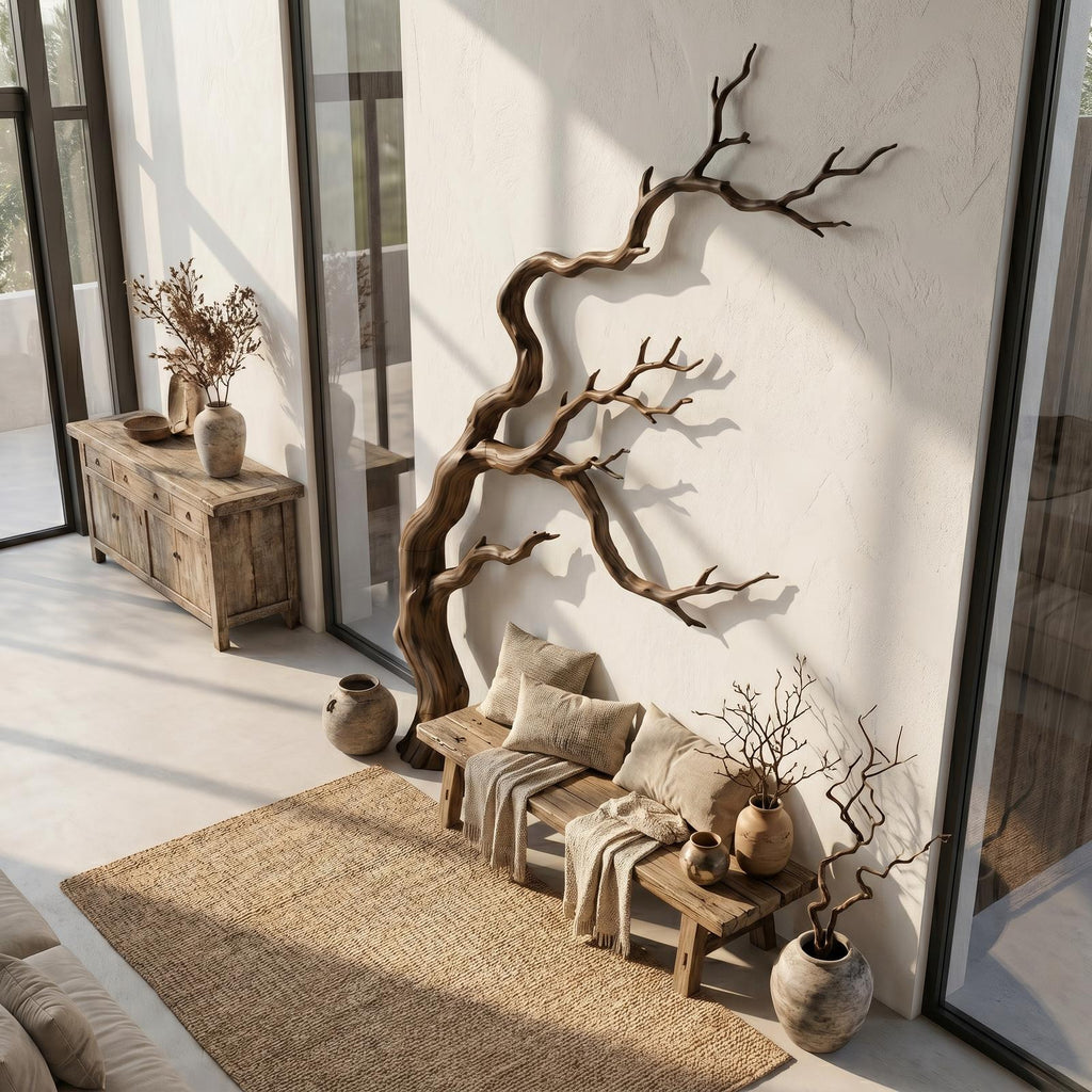Spry Interior Contemporary Wooden Wall Decor, Sculptural Tree Branch Sculpture for Bedroom & Living Room Art, SINLSAWD119