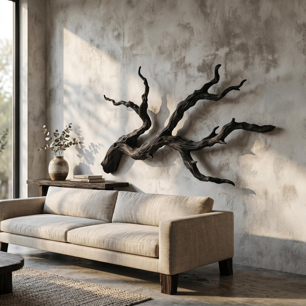 Handcrafted Branch Wood Wall Art, Rustic Nature-Inspired Tree Limb Sculpture for Living Room Bedroom, Model