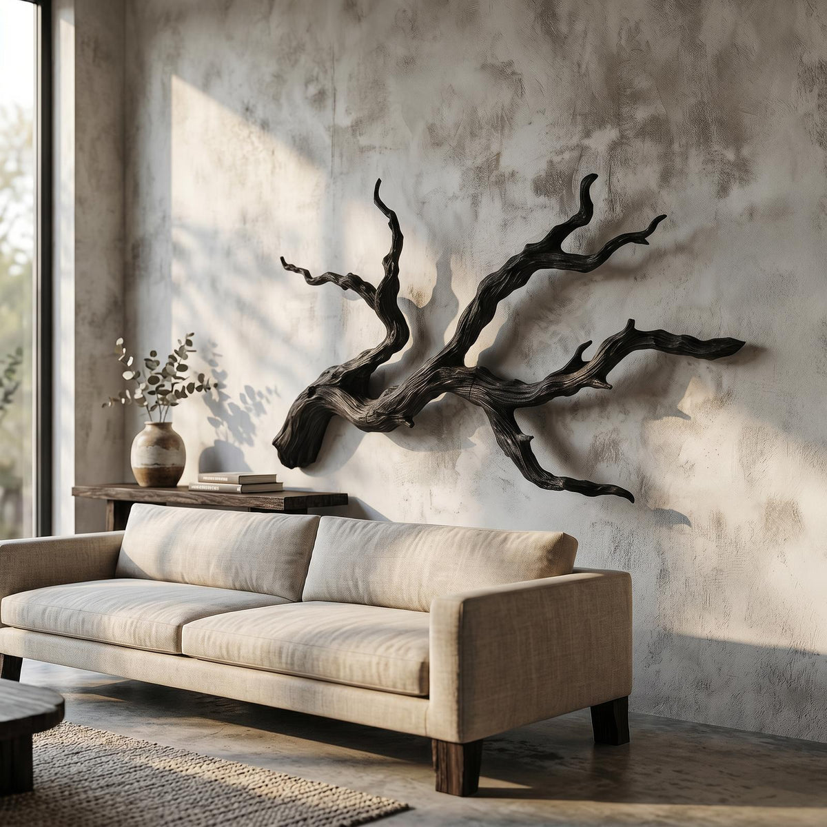 Handcrafted Branch Wood Wall Art, Rustic Nature-Inspired Tree Limb Sculpture for Living Room Bedroom, Model