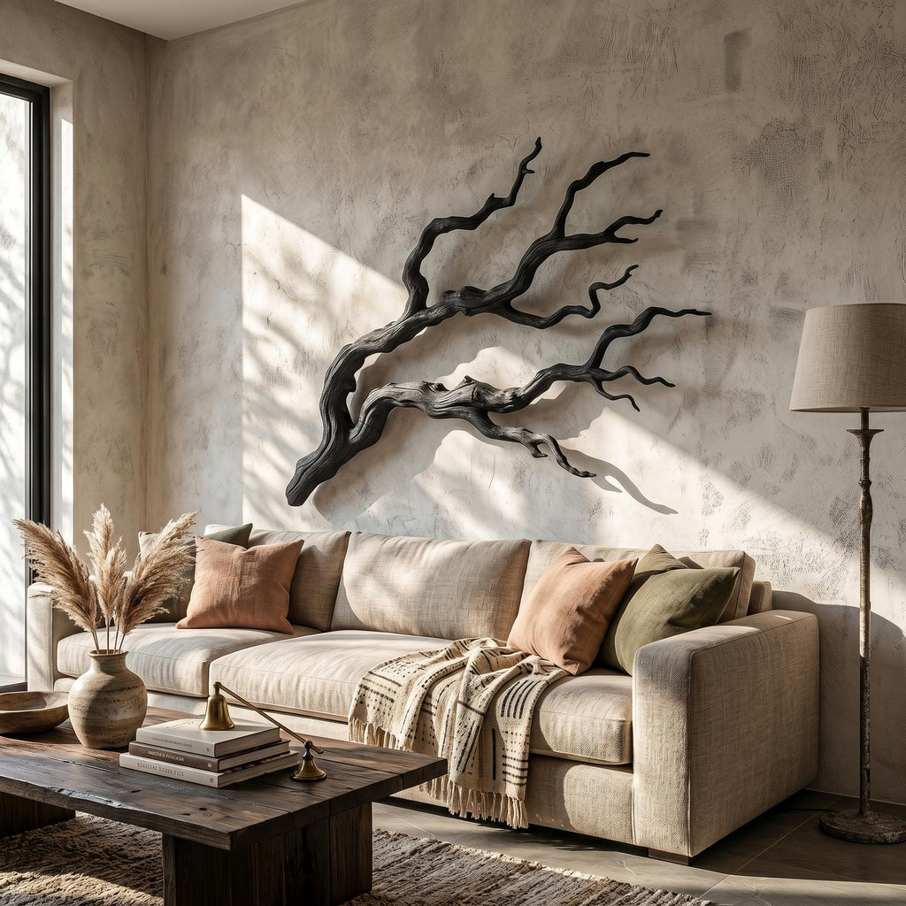Nature Inspired Branch Wall Art, Handcrafted Organic Wood Tree Limb Sculptural Wall Decor for Living Room, Model