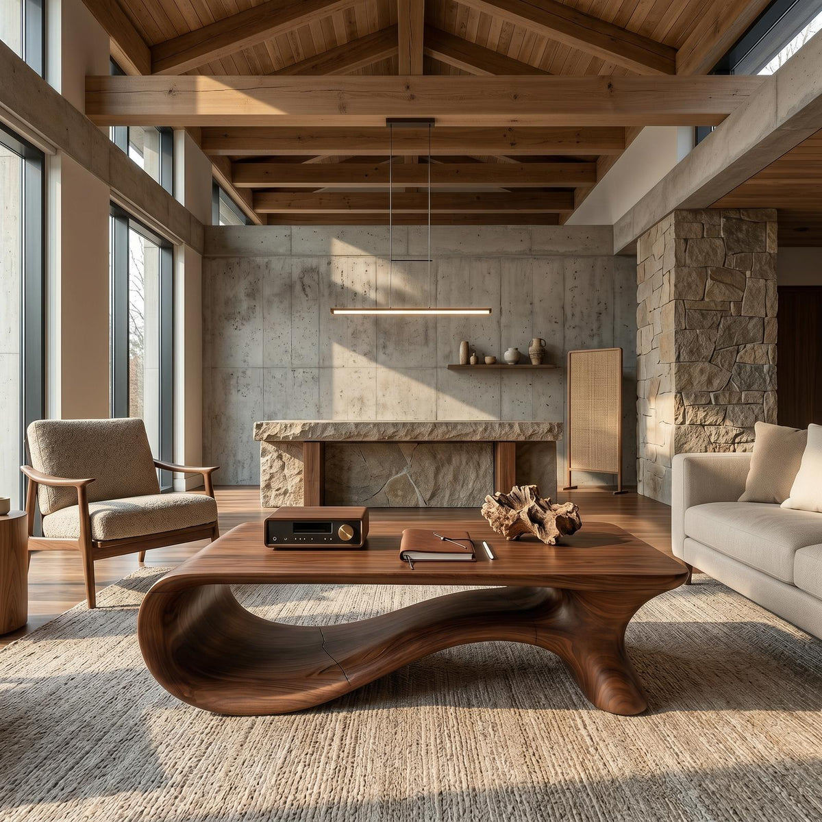 Modern Coffee Table With Flowing Organic Silhouette For Living Room