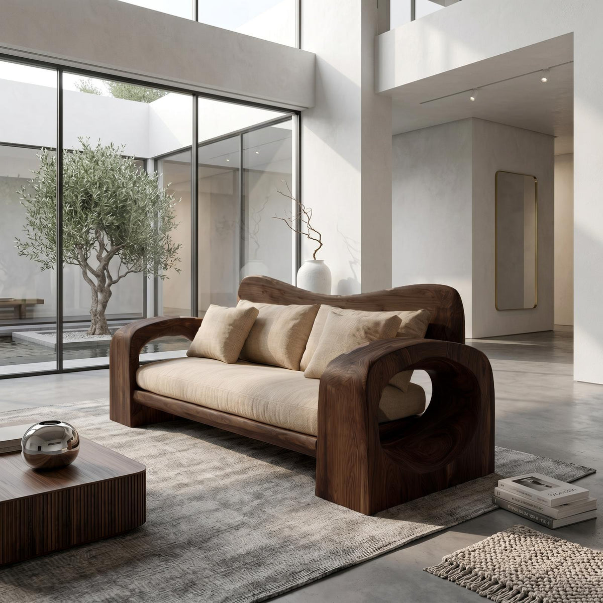 Organic Sofa Frame With Handcrafted Solid Wood Structure For Living Room