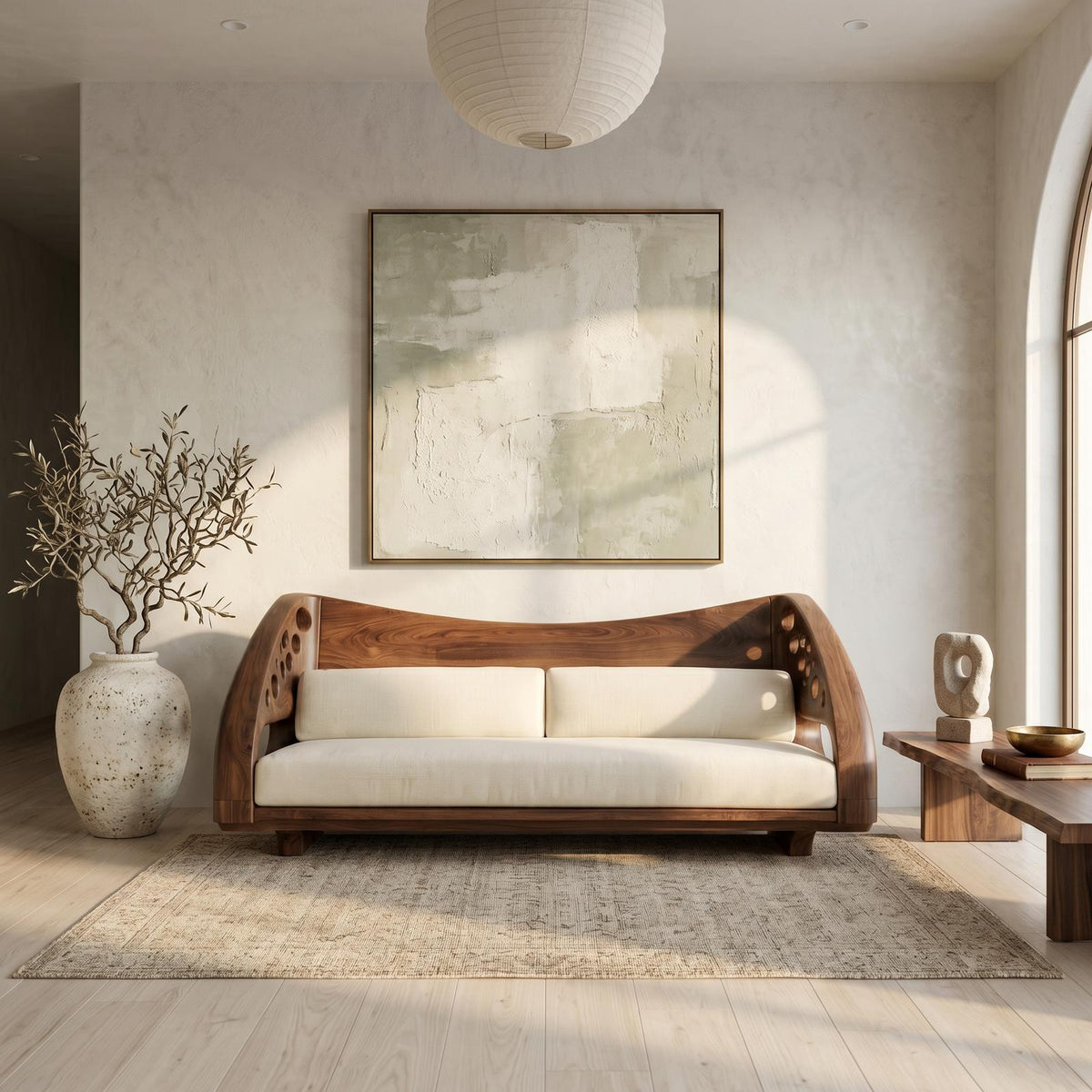 Organic Wooden Sofa Frame With Handcrafted Artistic Design