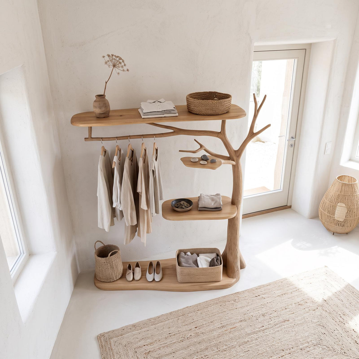 Rustic Wardrobe Rack Entryway Mudroom Storage