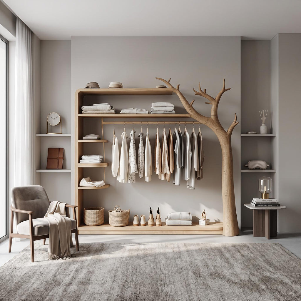 Rustic Tree Wardrobe Rack Bedroom Or Entryway Closet Storage