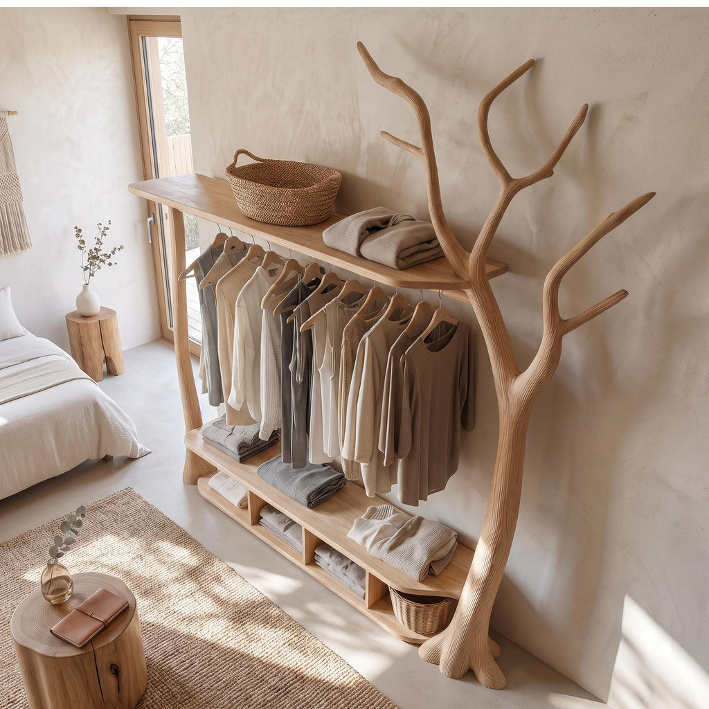Rustic Tree Clothing Stand Bedroom Mudroom Entryway