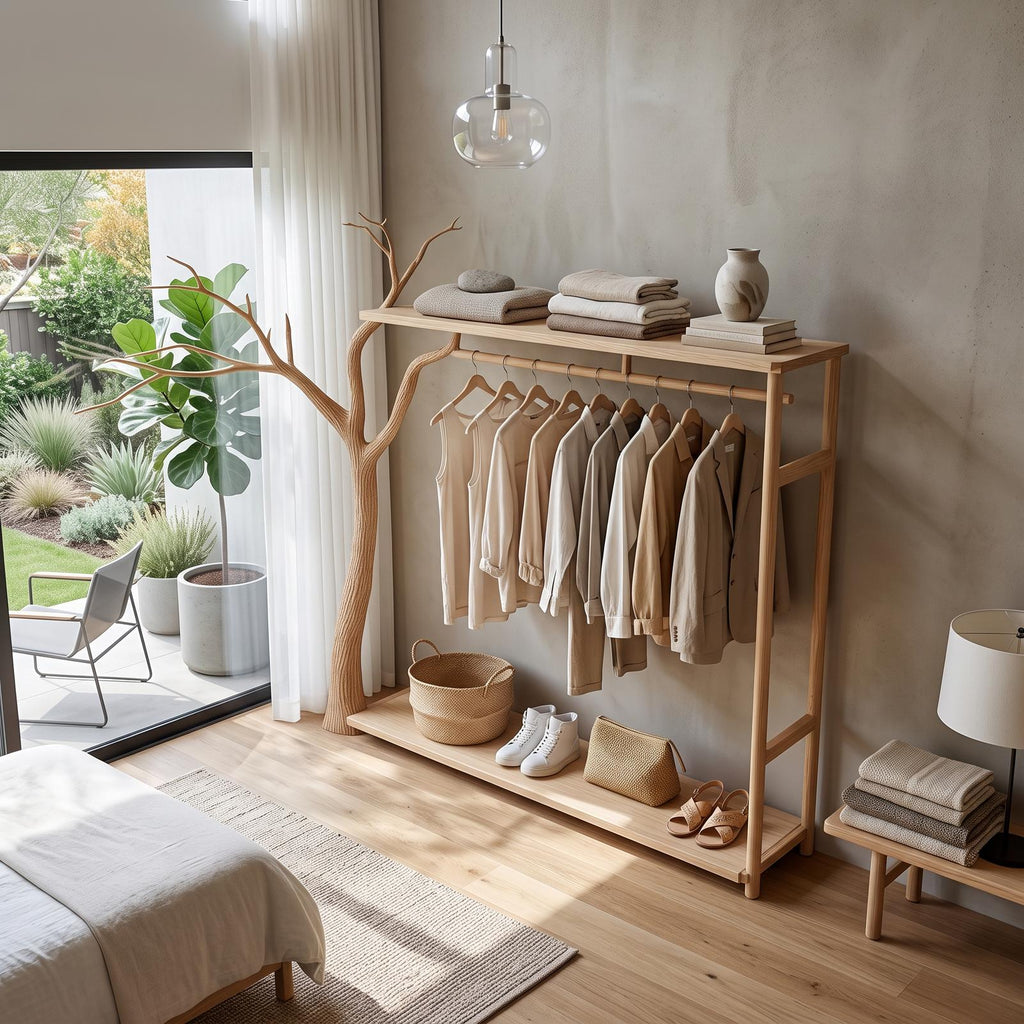 Rustic Clothing Shelf Rack Entryway Bedroom