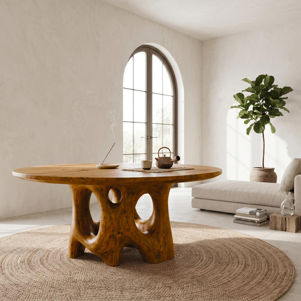 Natural Foyer Center Table With Organic Spiral Form For Entryway And Living Room