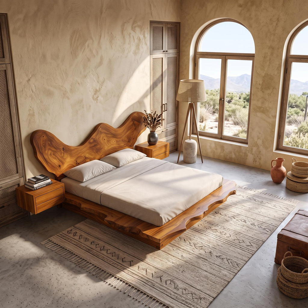 Rustic Bedroom Solid Wood Platform Bed