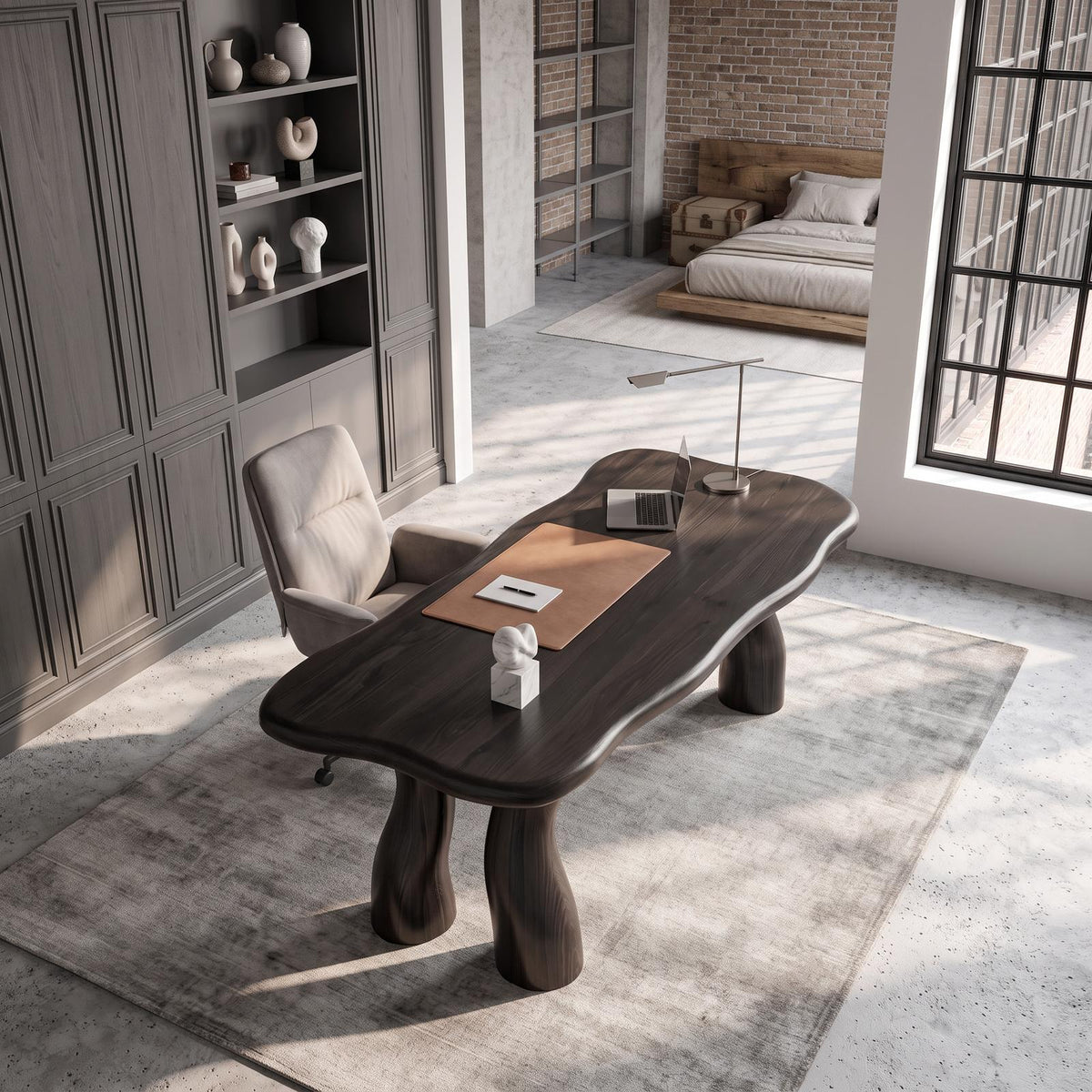 Modern Halloween Office Desk With Interconnected Curved Legs For Home Office