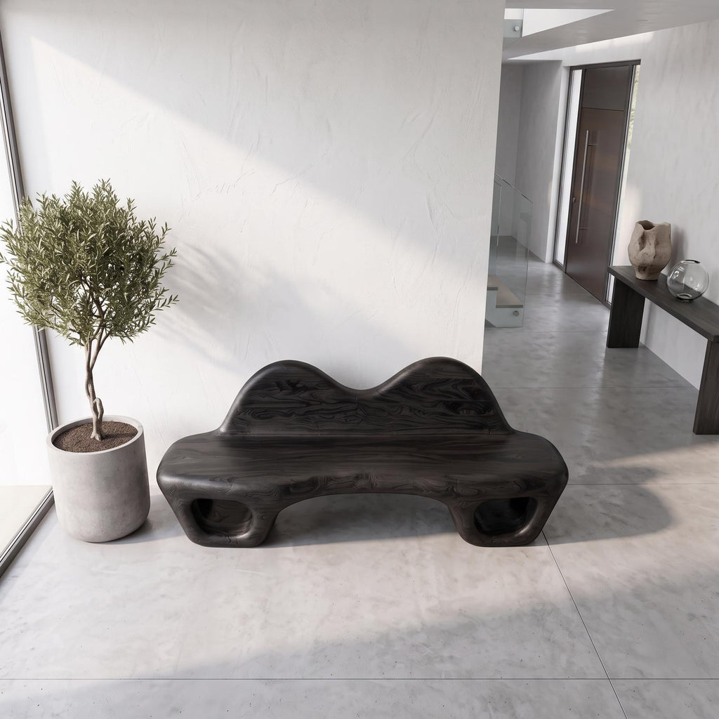 Gothic Halloween Accent Bench With Dramatic Rounded Silhouette For Hallway