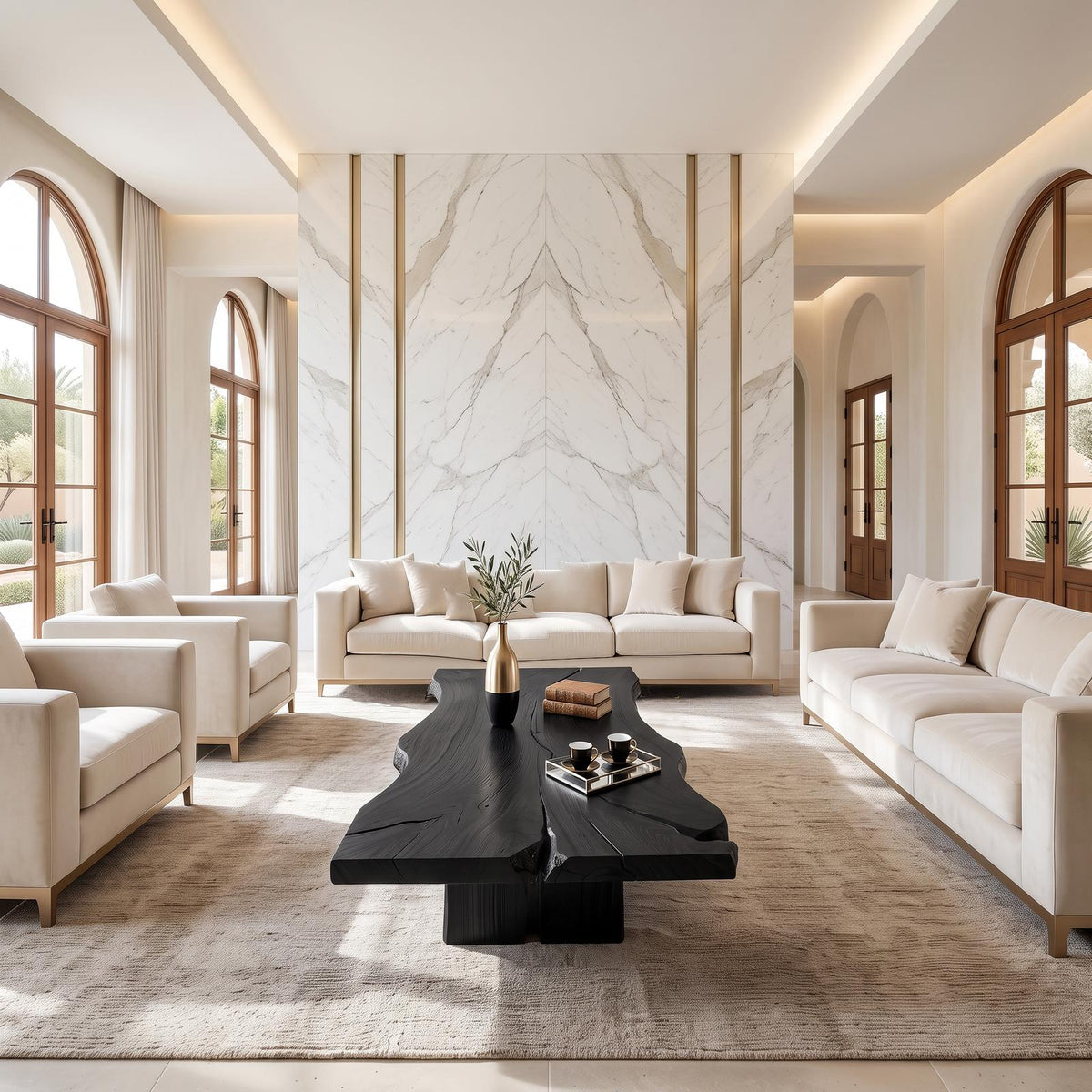 Dark Wooden Coffee Table With Minimalist Base And Natural Grain Detail For Lounge
