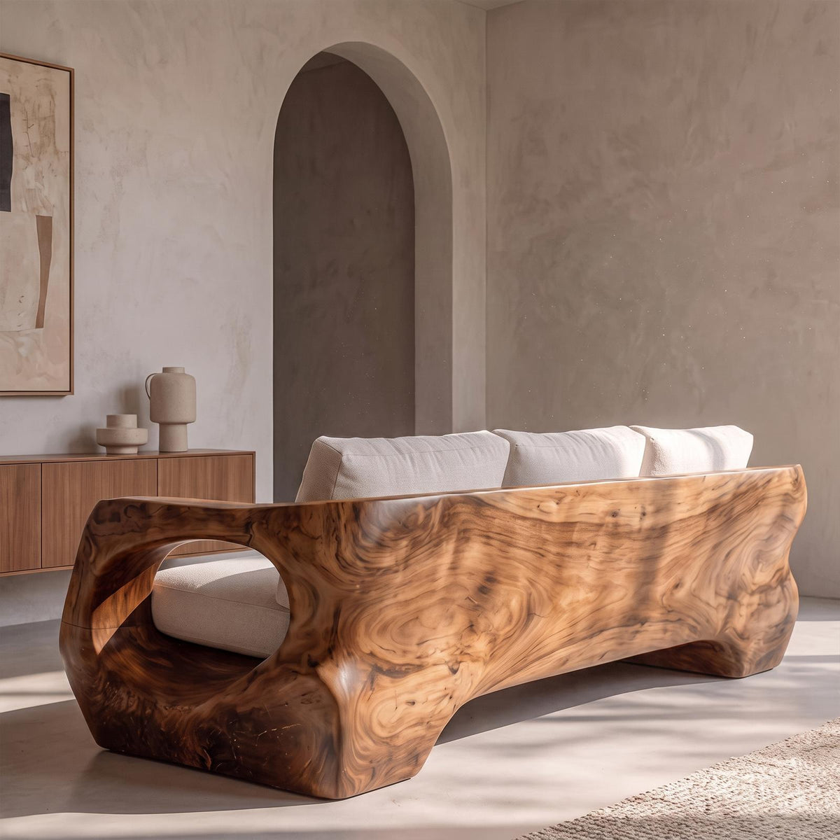 Natural Sculptural Sofa For Living Room And Lounge Area