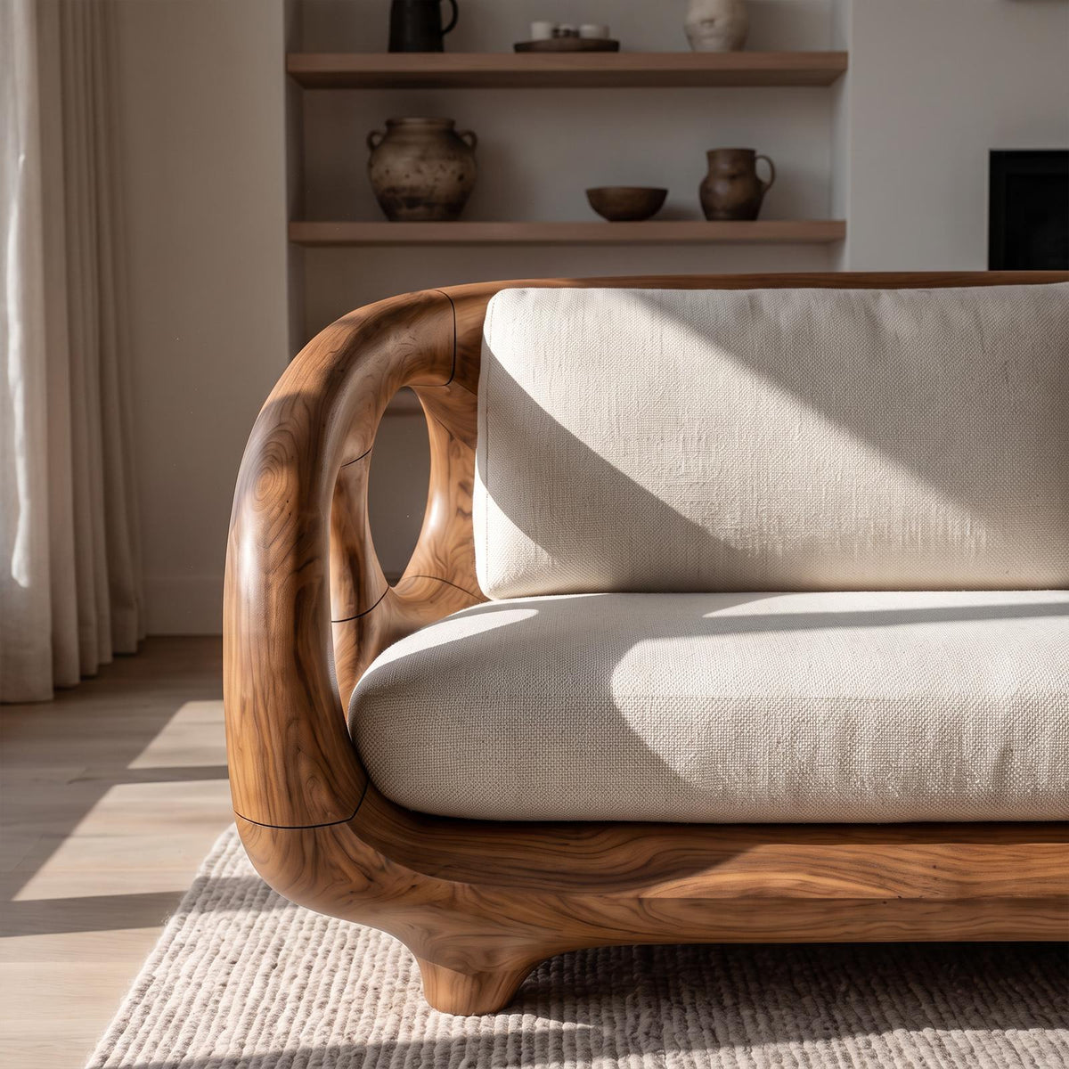 Modern Sculptural Sofa For Living Room And Sunroom