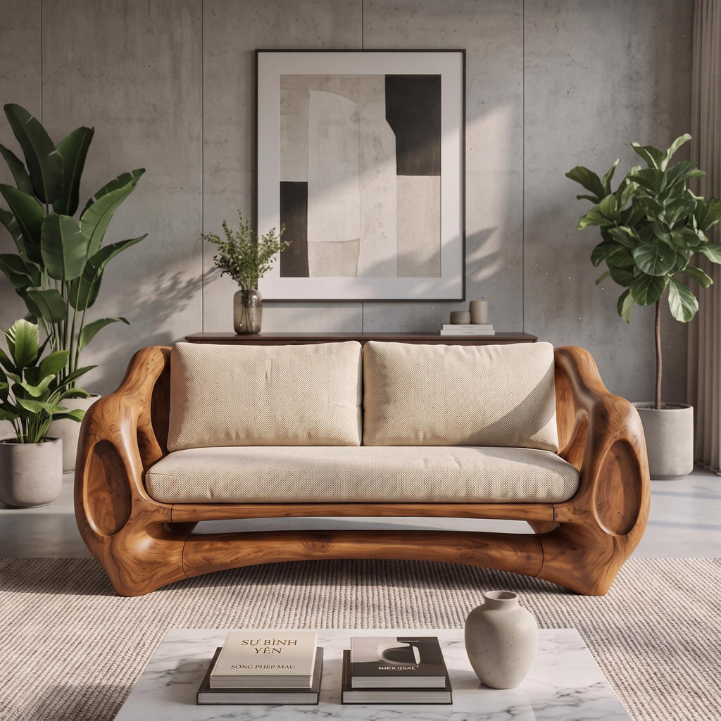 Scandinavian Curved Sofa For Living Room And Sunroom