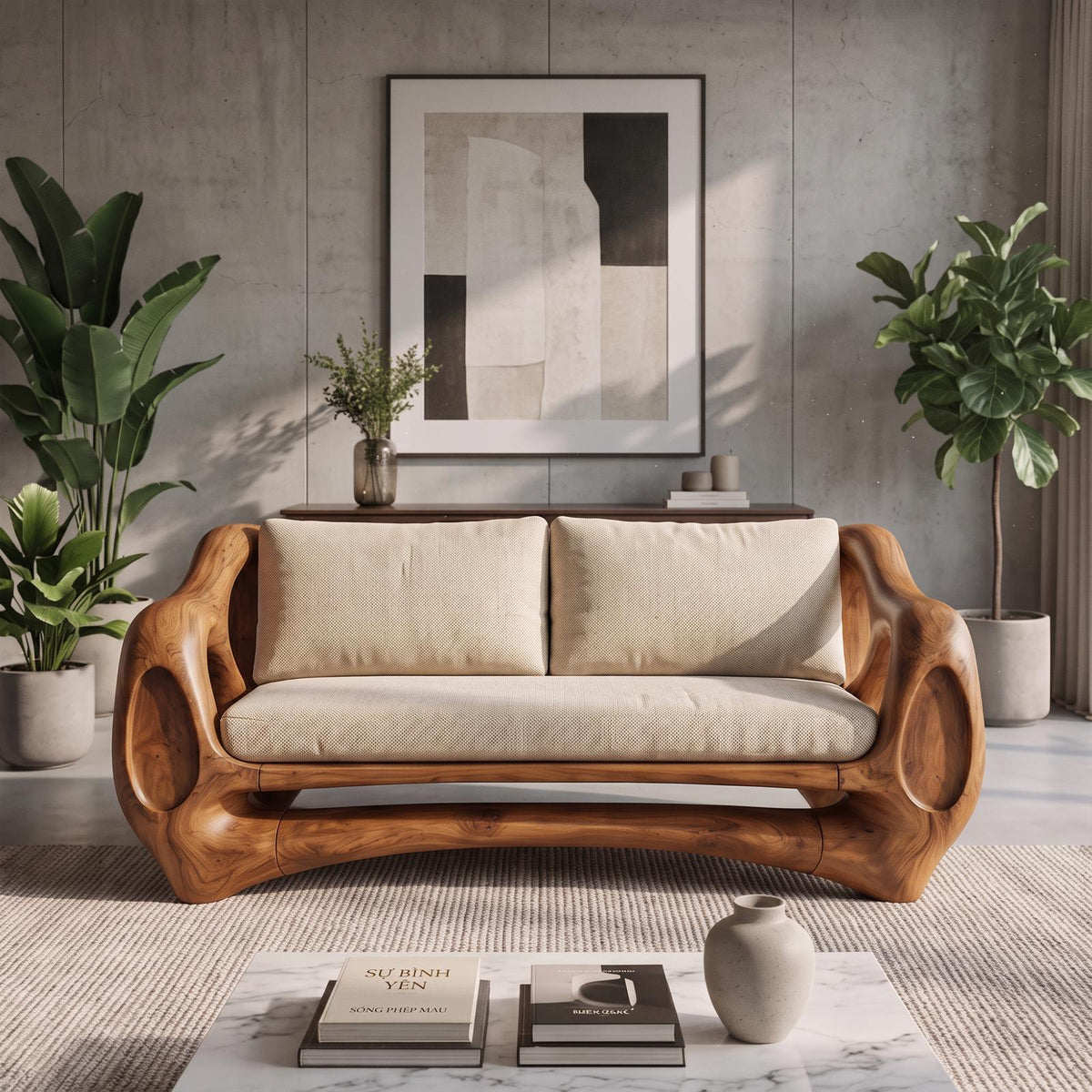 Scandinavian Curved Sofa For Living Room And Sunroom