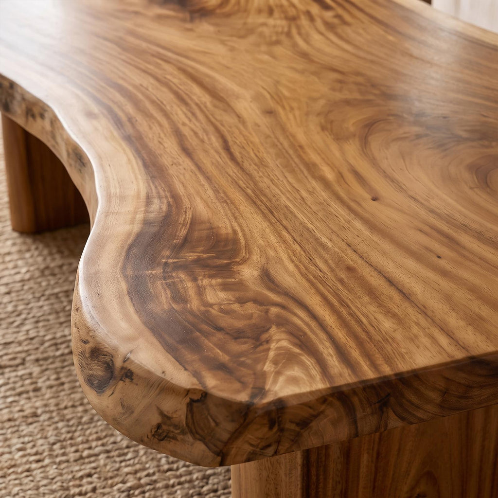 Spry Interior Rustic Live Edge Coffee Table, Solid Wood Natural Slab Center Table, Handcrafted Living Room Accent Table, SINLKICF343