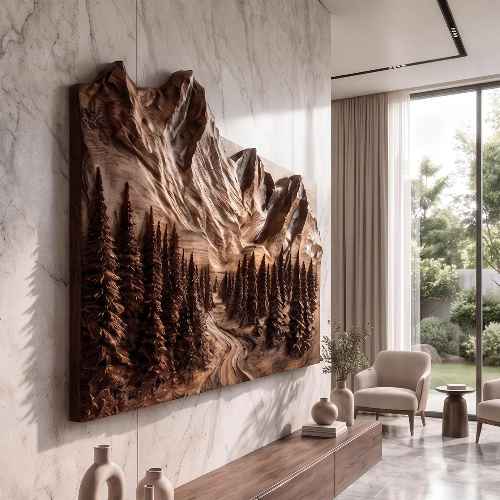 Sculptural Mountain Wall Art For Living Room