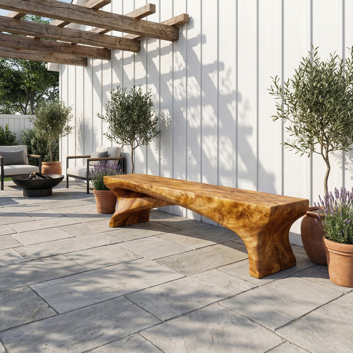 Spry Interior Minimalist Rustic Solid Wood Bench, Live Edge Slab Seating, Handcrafted Entryway or Hallway Dining Bench, SINLKIRS096
