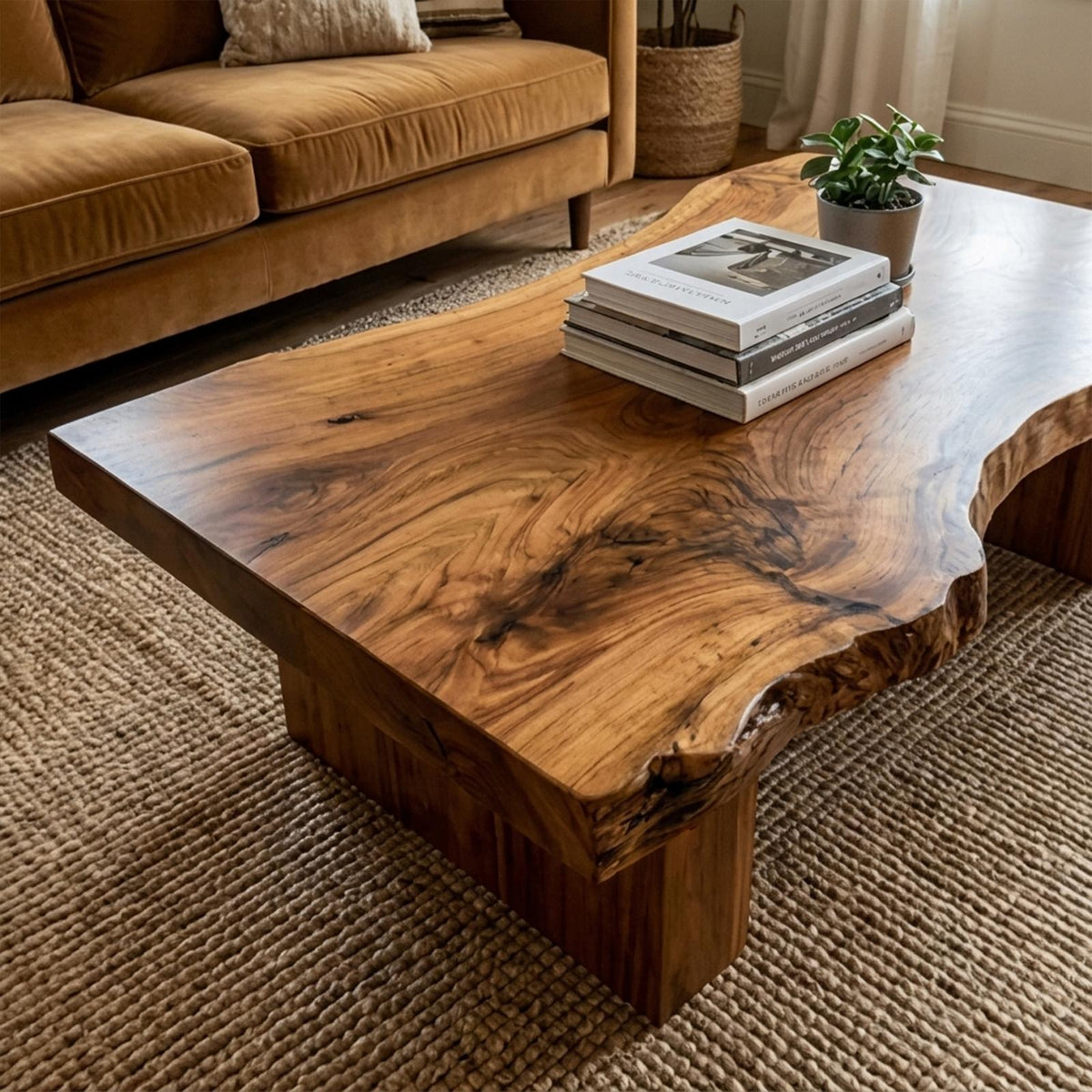 Rustic Sculptural Coffee Table Modern Living Room Display SINLKICF129