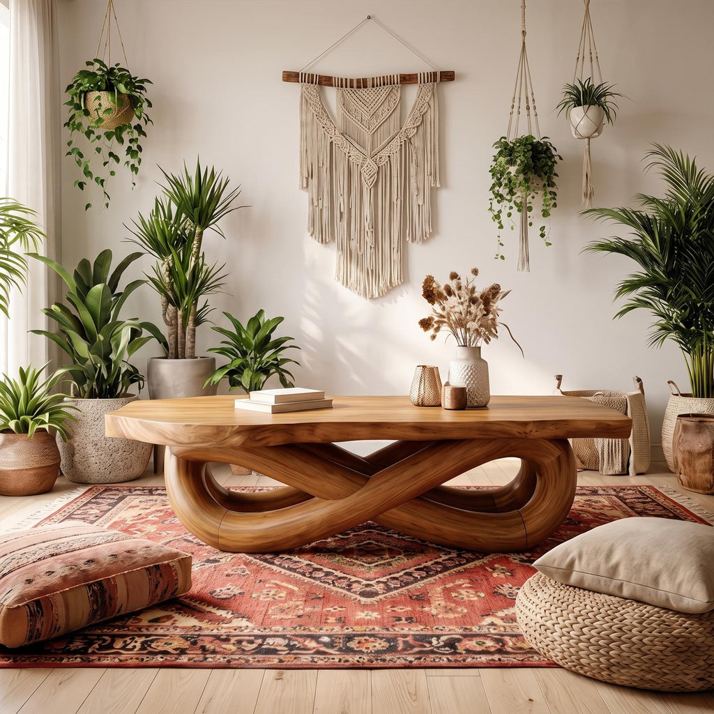 Modern Coffee Table With Twisted Sculptural Base For Living Room