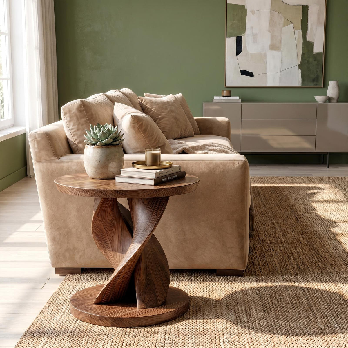 Modern Organic Side Table, Handcrafted Solid Wood End Table & Nightstand for Living Room Bedroom