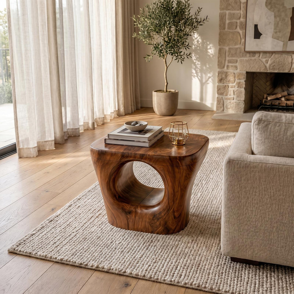 Rustic Beside Table, Handcrafted Solid Wood Bedroom Nightstand & Living Room Accent End Table