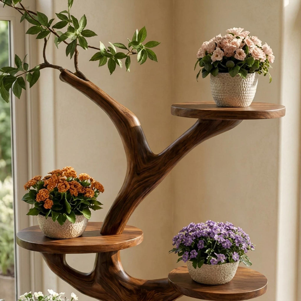 Midcentury Wooden Tree Plant Stand Home Interior SINLKITT108