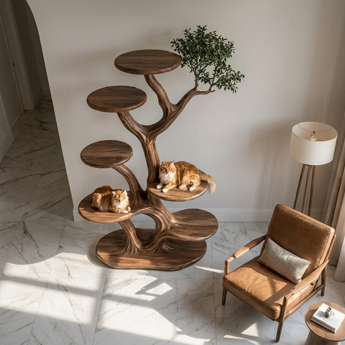 Rustic Tree Cat Play Tower Artistic Living Room SINLKITT077