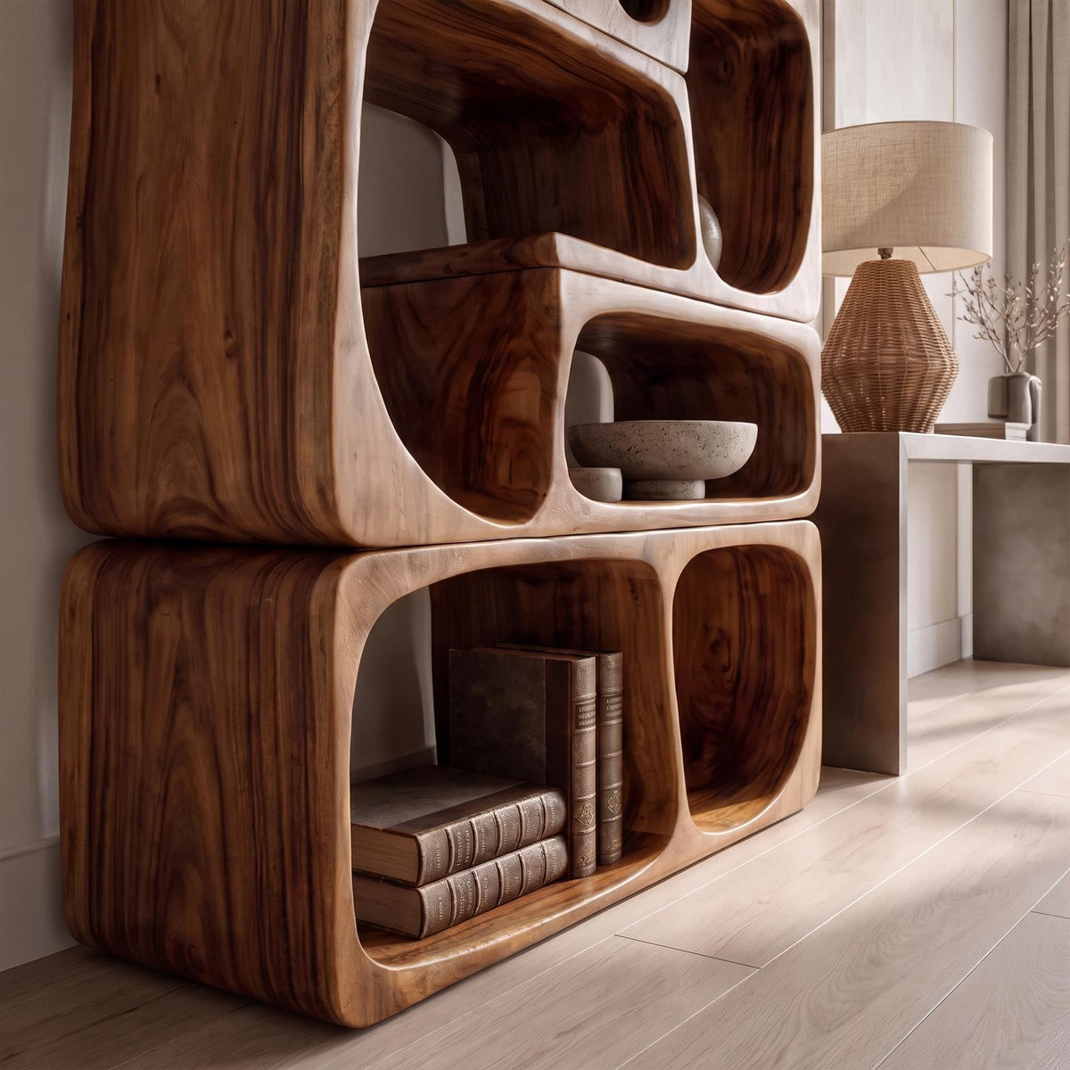 Mid Century Bookshelf Handcrafted Modular Shelves For Home Library