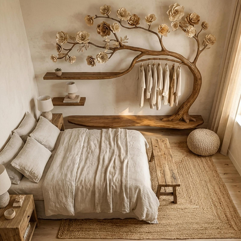 Rustic Tree Wardrobe Solid Wood Handcrafted Bedroom Storage