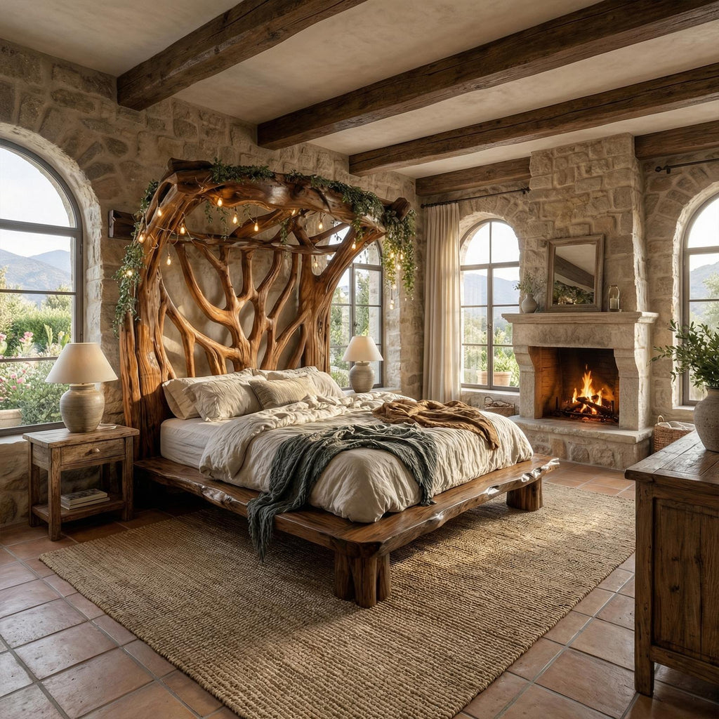 Rustic Tree Bed Modern Bedroom SINLKIWB046