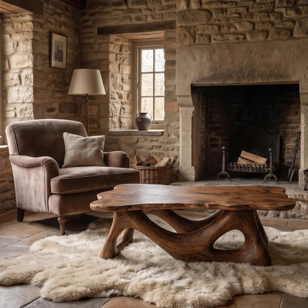Nature Inspired Coffee Table Sculptural Ring Base For Living Room