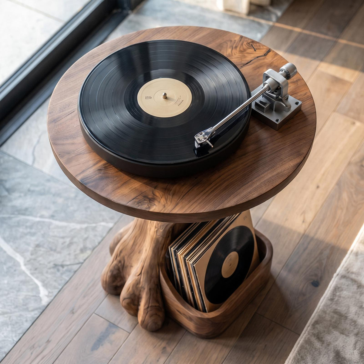 Modern Sculptural Tree Record Player Stand Vinyl Living Room