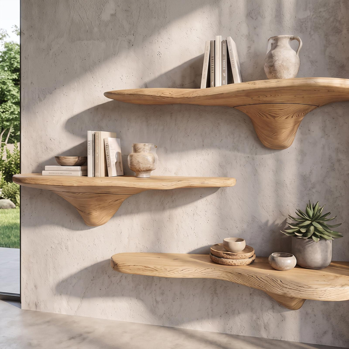 Rustic Mushroom Wall Shelf Entryway