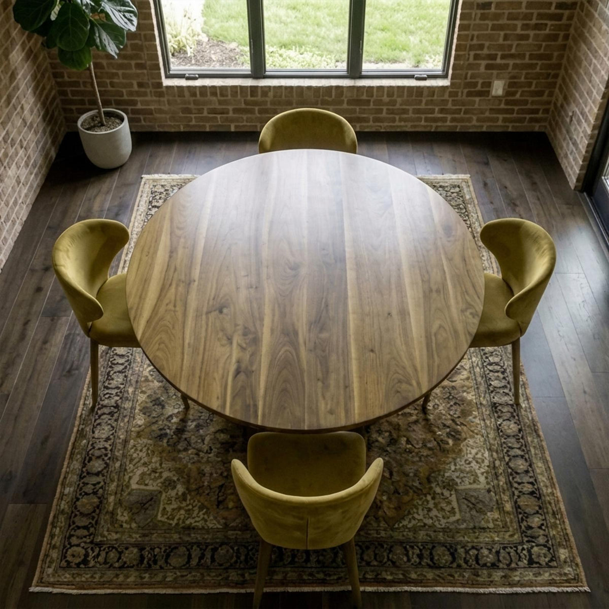 Rustic Handcrafted Live Edge Dining Table, Solid Wood Slab Kitchen Table for Dining Room Decor, Model