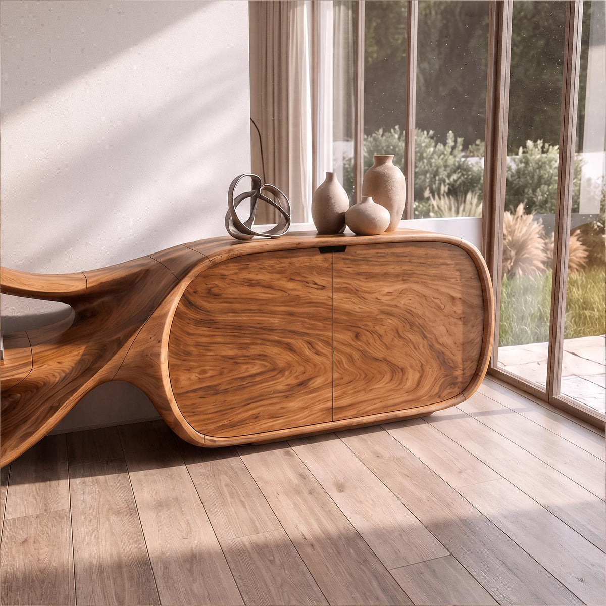 Modern Sideboard With Sculptural Curved Frame For Living Room SINLKISD003