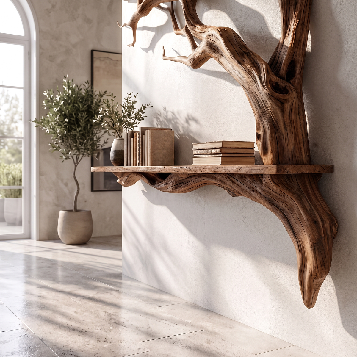 Rustic Tree Branch Wall Shelf Natural Artistic Home Decor