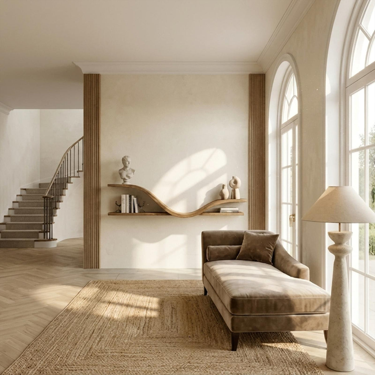Organic Modern Curved Shelf Living Room Or Hallway