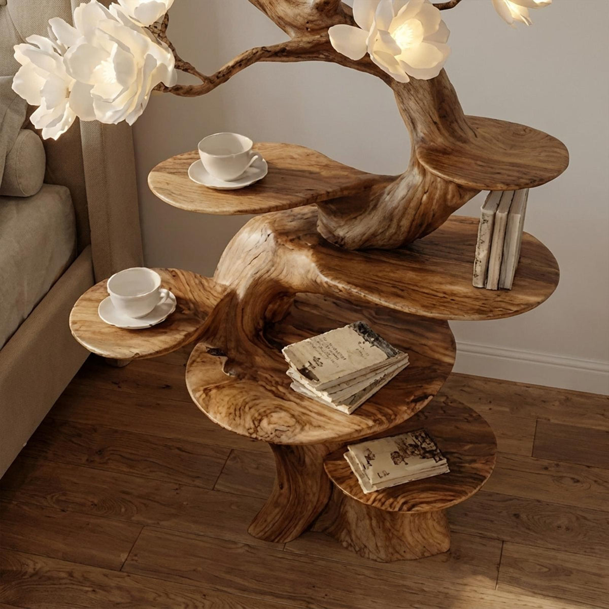 Organic Modern Sculptural Floor Display Shelf For Living Room SINLKIBT174