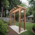 Modern Wood Garden Pergola With Metal Trellis Panels For Backyard