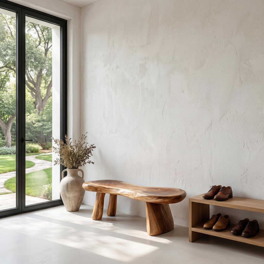 Rustic Bench Natural Tree Slab Design For Entryway